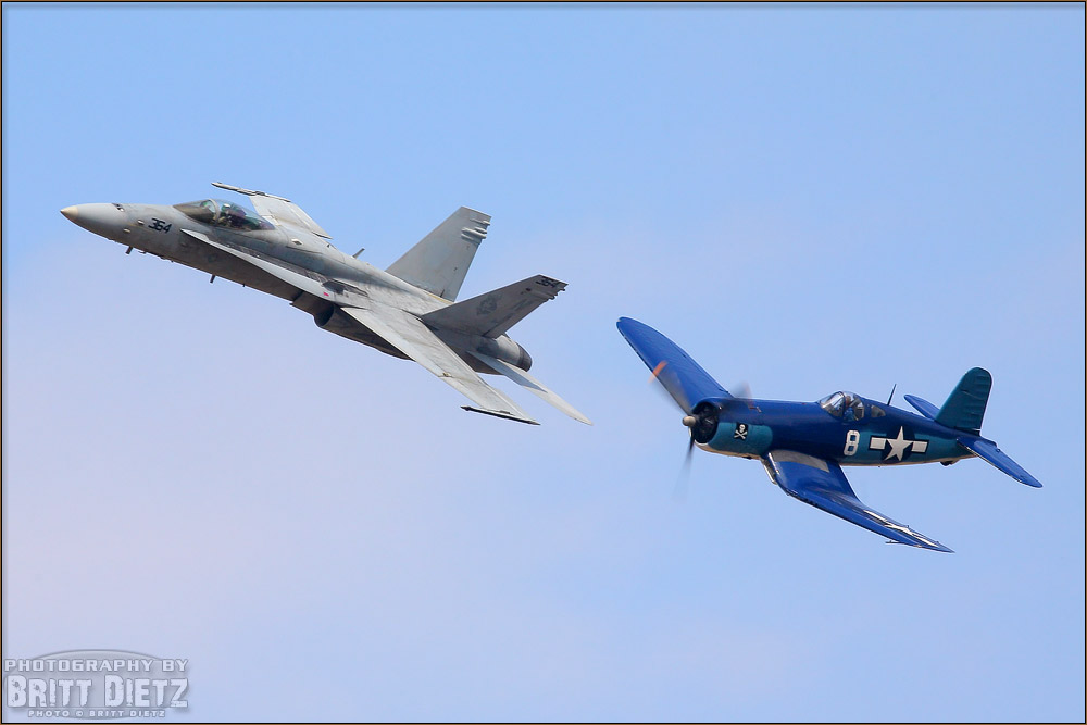 US Navy Legacy Flight featuring the E/A-18G Growlers & F4U Corsair