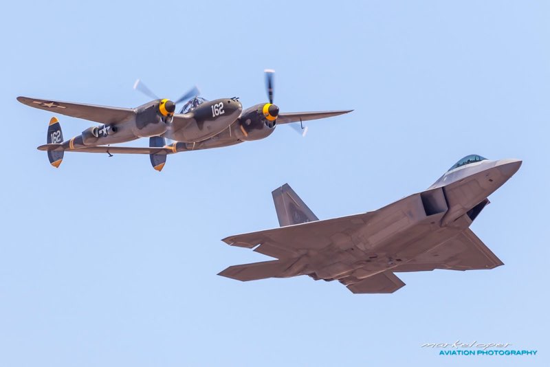 Air Force Heritage Flight featuring the F-22 Raptor & P-38 Lightning